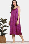 Zivame Primrose Woven Mid Length Nightdress - Dark Purple — thumbnail 3